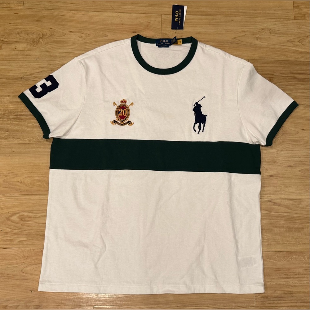 Polo Ralph Lauren Men’s Big Pony 20th Anniversary Crest Logo T-Shirt White M- XL
